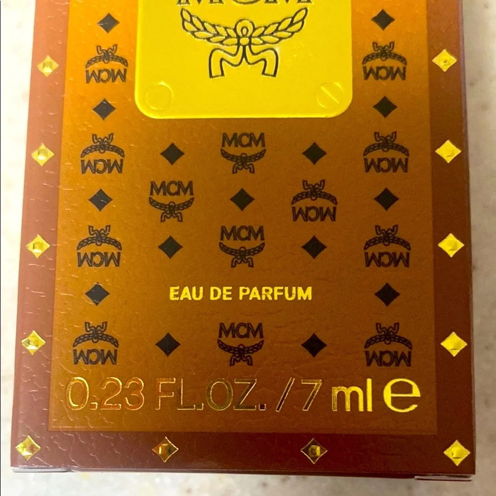 MCM Gold and Brown Eau de Parfum unisex mcm cognac monogram mini charm purse - Picture 7 of 11